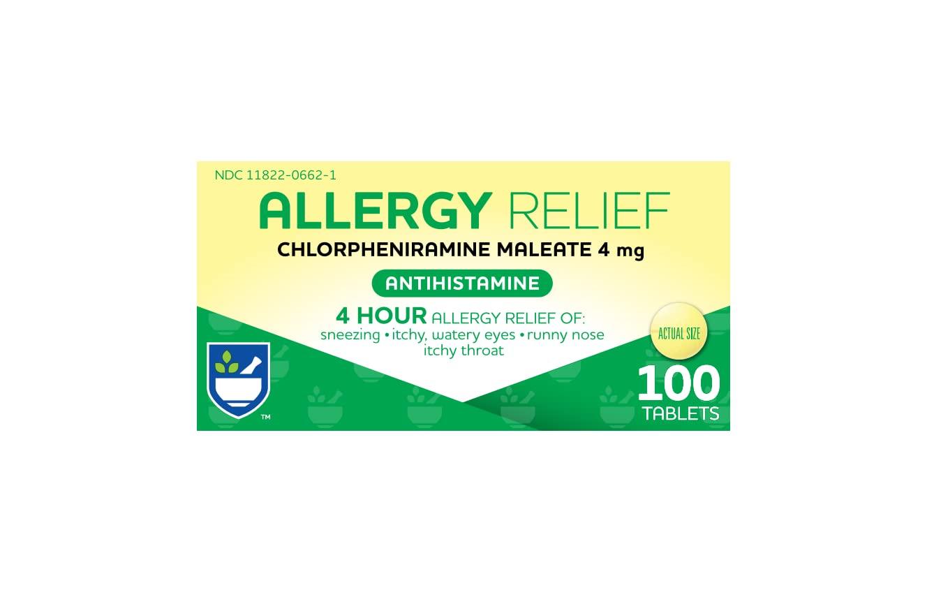 Rite Aid Chlorpheniramine Maleate 4mg Allergy Tablets 100 Count Non