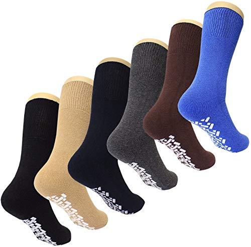 Diabetic Non Skid Slipper Socks/w Grippers for 6 Pair (Pack of 1) Multi  Color