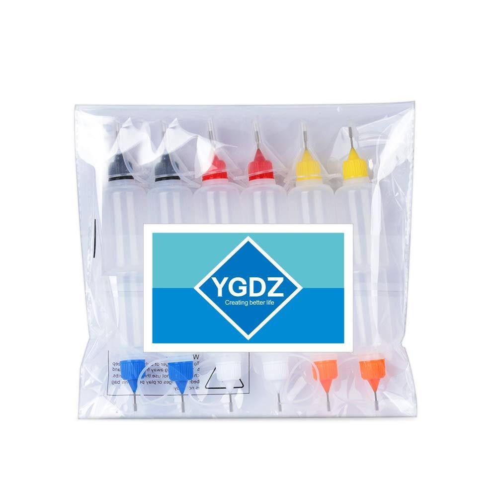 Uiifan 100 Pcs Precision Needle Tip Glue Applicator Bottle 5 Lid Color 15ml  and 30ml Fine