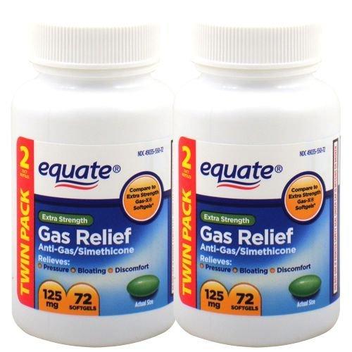 Equate Extra Strength Gas Relief Softgels 125mg 72 Count (Pack of 2)
