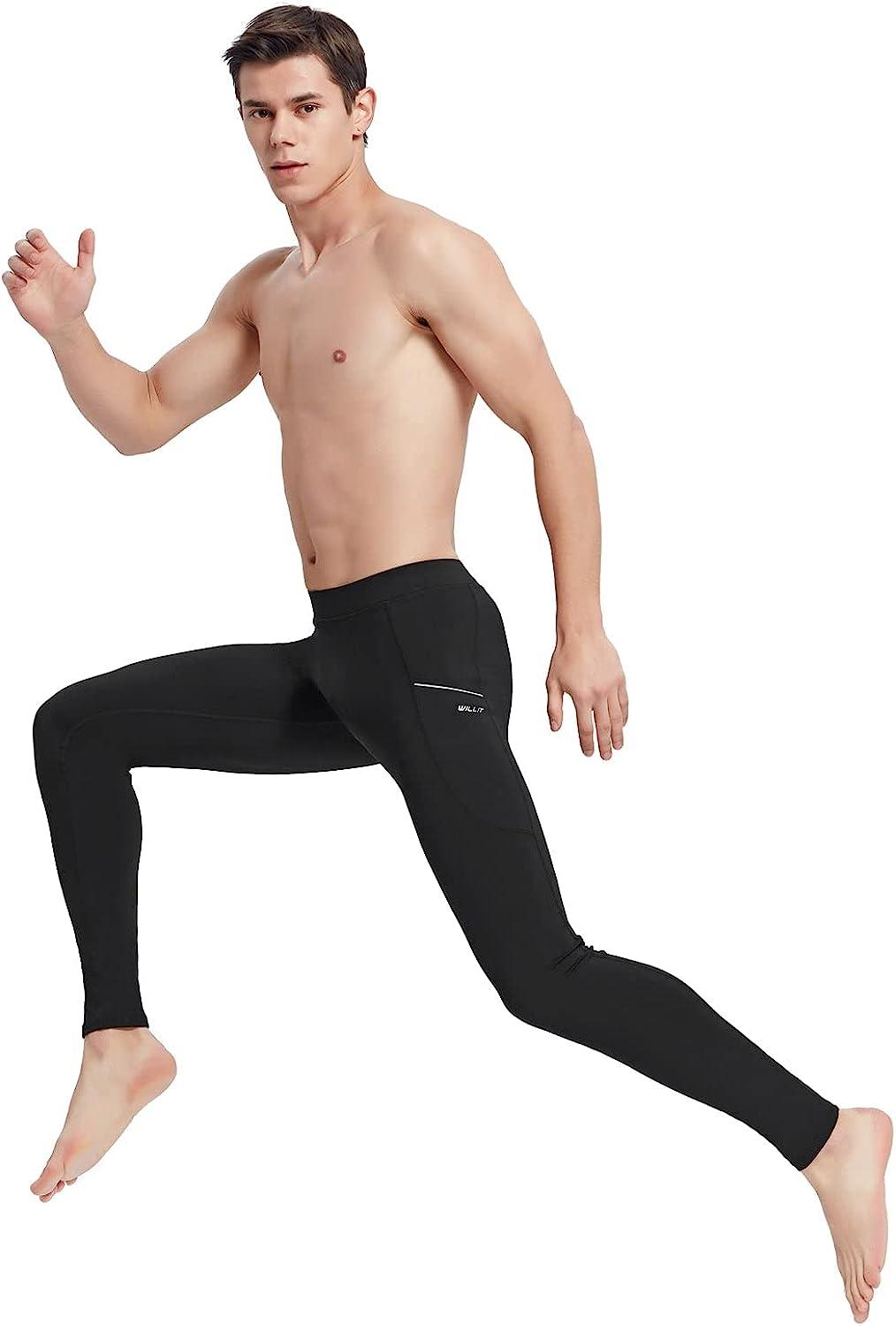 WILLIT Men's Active Yoga Leggings Pants Running Dance Tights with