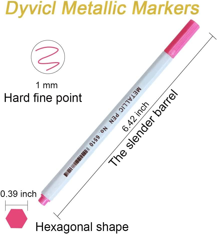 Dyvicl Metallic Marker Pens - Set of 9 Medium Point Metallic Markers for Rock Painting, Black Paper, Card Making, Scrapbooking Crafts, DIY Photo