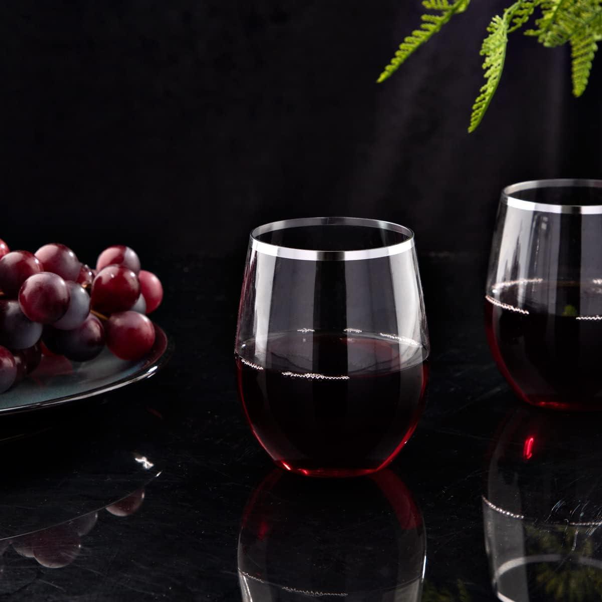 SUT 24 Disposable Stemless Wine Glasses 12oz - Silver Unbreakable &  Shatterproof - Ideal for Parties, Weddings & Outdoor Events - BPA-Free |  Buy Now with Express International Delivery | GoSupps.com