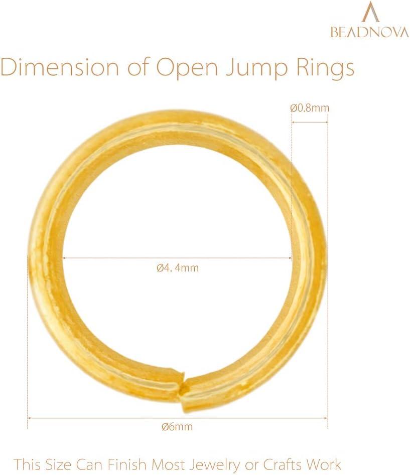 BEADNOVA 6mm Jump Rings Gold Jump Rings for Keychains Open Jump