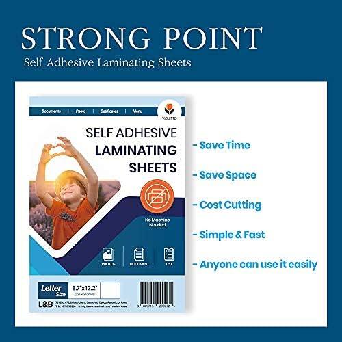 20 Pack Self Adhesive Laminating Sheets 4 mil Thickness (8.5x11 inch) Peel  and Stick Clear Self Seal Laminating Sheets by VIOLETTO 20 sheets