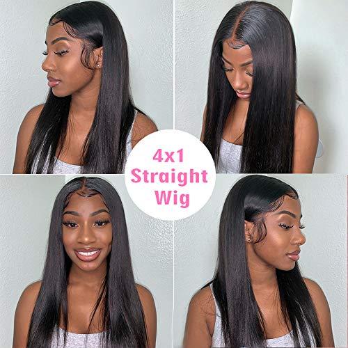 CHEETAHBEAUTY T Part Lace Front Wigs Human Hair Brazilian 4x1 Straight Lace  Closure Human Hair Wigs for Black Women Pre Plucked with Baby Hair Natural  Black(20inch) 20 Inch #1B Natural Black