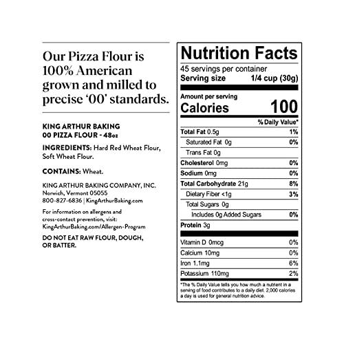 King Arthur NeapolitanStyle Pizza Flour 3 lbs Premium 00 Flour for Authentic Pizza