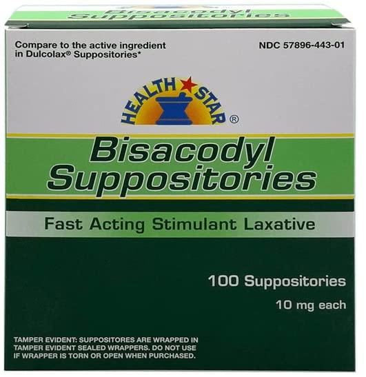 GeriCare Bisacodyl (Dulcolax) Suppositories 10 mg (Box of 100)