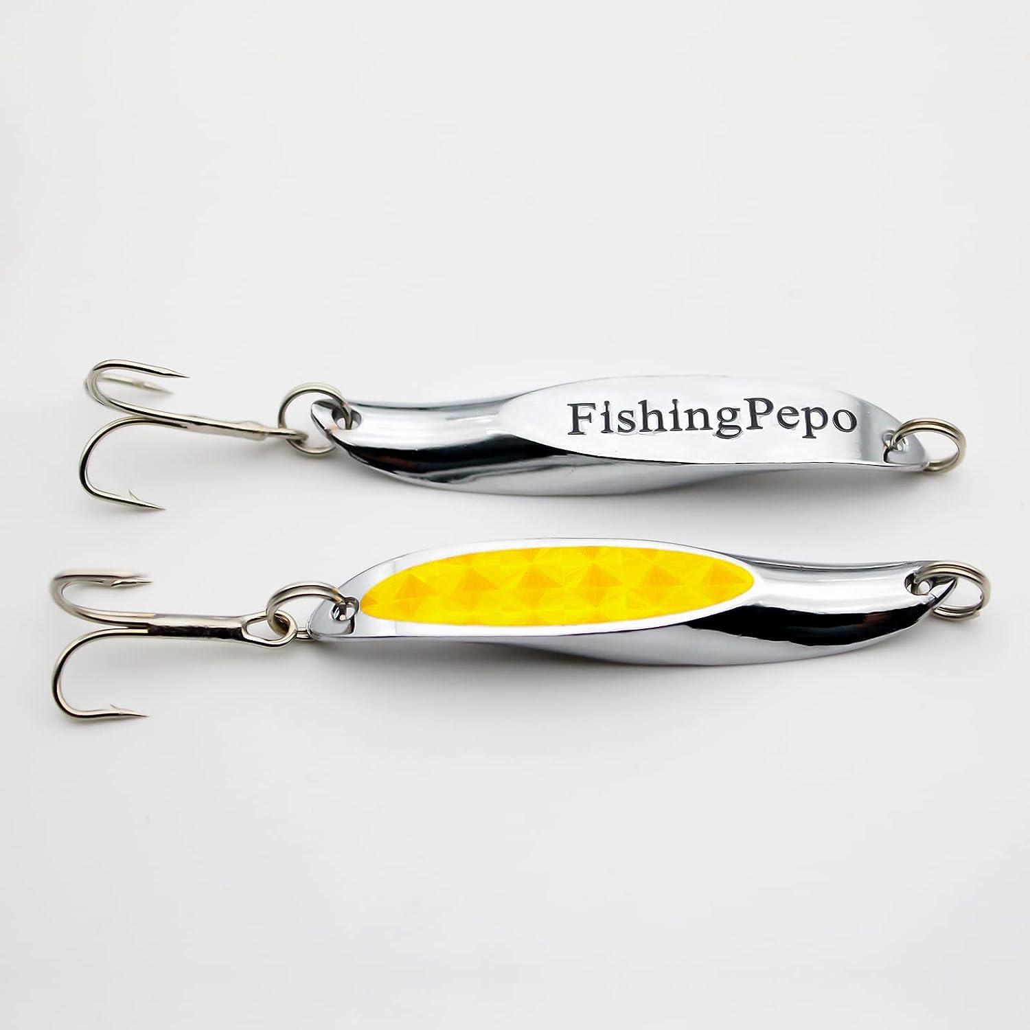 FishingPepo Fishing Spoons Lure, Trout Lures, Bass Lures, Spinning Lures,Fishing  Spoons Hard Fishing Lures Treble