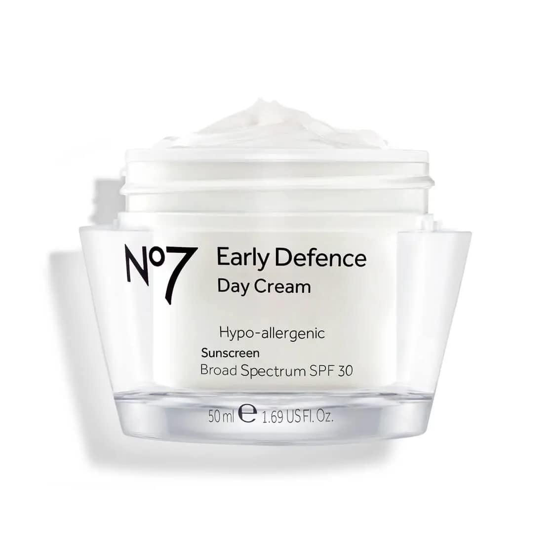 No7 Early Defence Day Cream SPF 30 Hypo Allergenic Broad Spectrum Moisturizing Face Cream