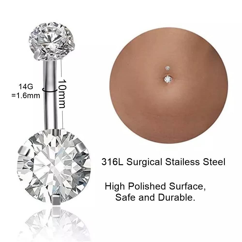 Amazon.com: Wycian Navel Rings, Stainless Steel Belly Piercing Jewelry  Belly Button Rings For Women Stars Shaped Black Cubic Zirconia Belly Ring  Black Silver : Clothing, Shoes & Jewelry