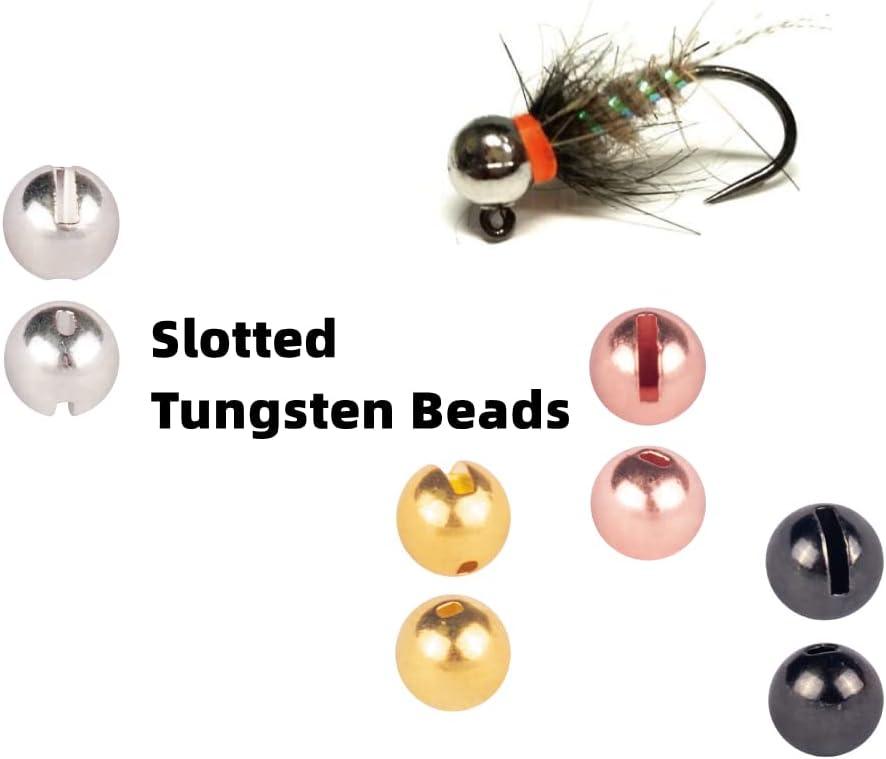 MUUNN 200pcs/lot Fly Tying Tungsten Beads,Slotted Tungsten Nymph