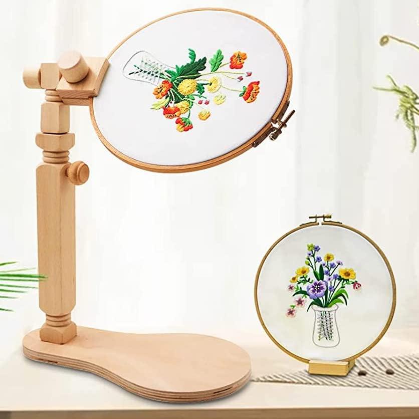 jasvelly embroidery stand, adjustable rotated cross stitch stand lap,  natural beech wood embroidery hoop holder, hands free sewing cra