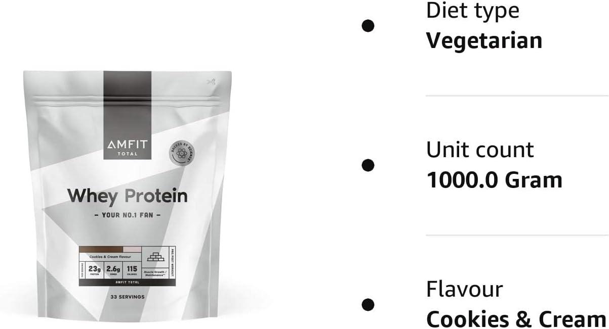 Amfit Nutrition Whey Protein Powder, Vanilla Flavour, 33 Serving - View #7