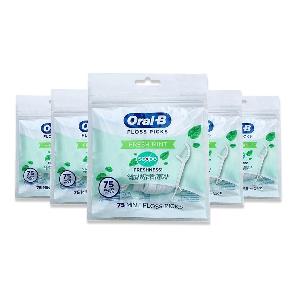 Oral-B Floss Picks Fresh Mint con alcance de frescura, resistente a las trituraciones, 75 unidades main image 0
