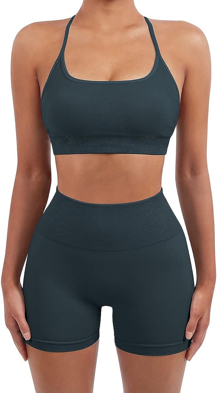 Women Seamless Ruched Halter Sports Bra Padded Backless Workout Athletic  Fitness Crop Tops S Grey at  Women's Clothing store
