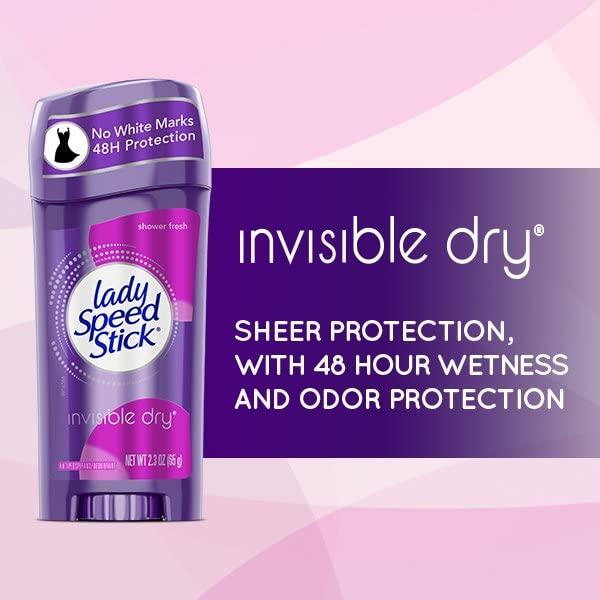 Lady Speed Stick Invisible Dry Shower Fresh Antiperspirant Deordorant 2.3 oz Pack of 3