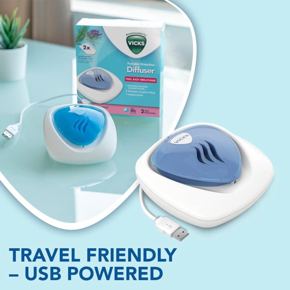 Vicks Portable Waterless Diffuser - USB Plug-In with Nightlight - Easy ...