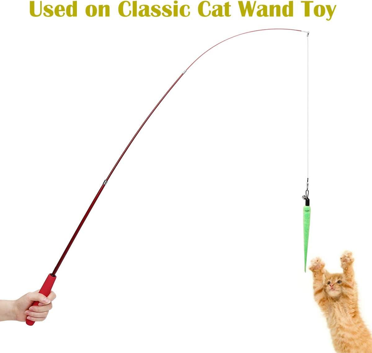 MeoHui Cat Wand Toys Refills, Cat Feather Toys Accessories, 10PCS Squiggly  Worms Replacements and 1PC Replacement String for Cat Fishing Pole,  Assorted Teaser Refills with Bell for Indoor Cats Kitten Worms Refills