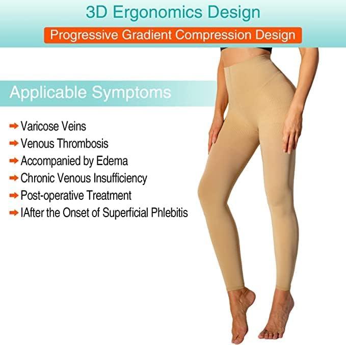 Compression Pantyhose 8-15mmHg for Women's Medical Quality Footless Support  Stocking Compressive Tights Beige Medium-Large