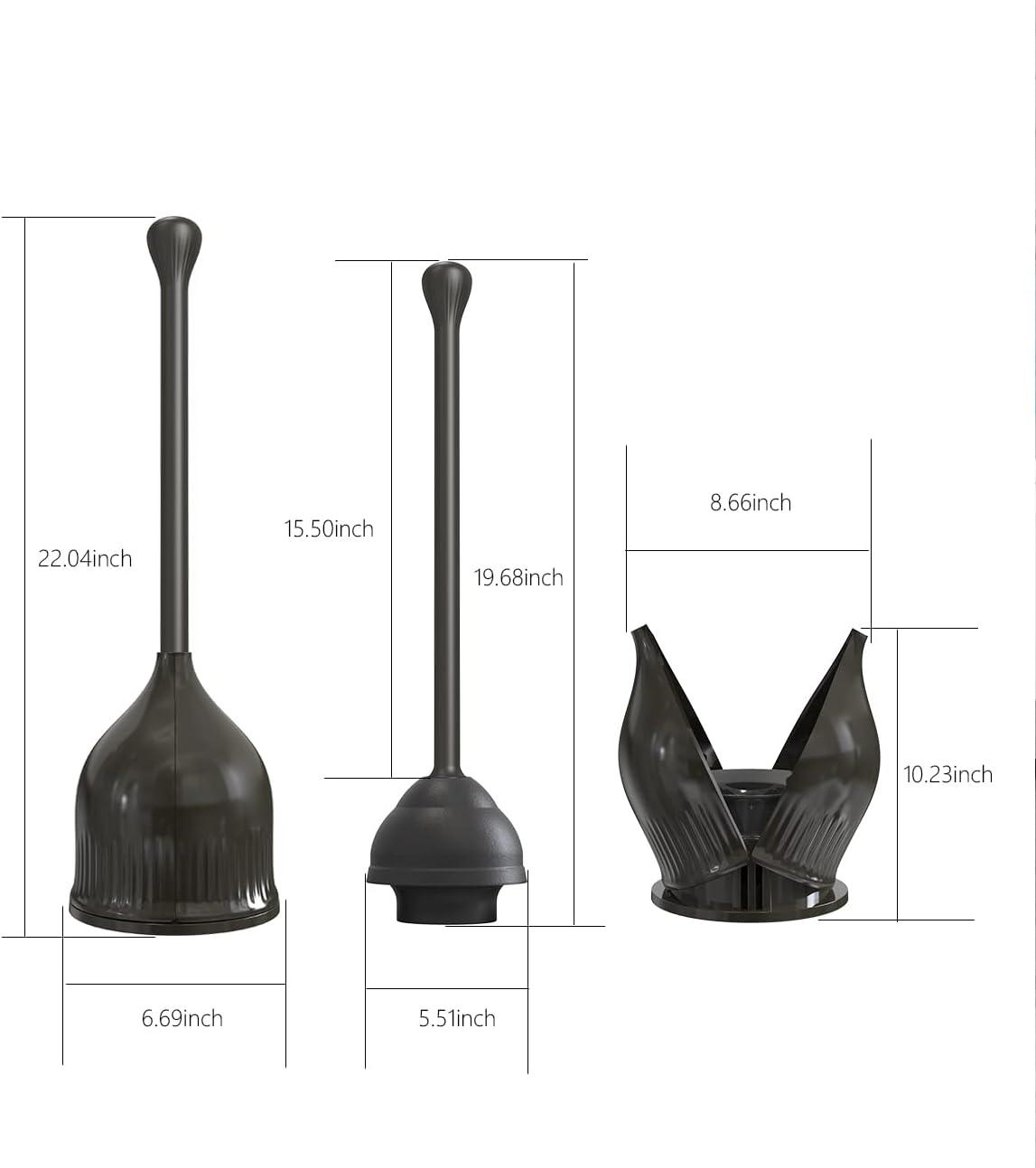 Toilet Plunger with Holder, Efficient Plungers for Bathroom, Hideaway
