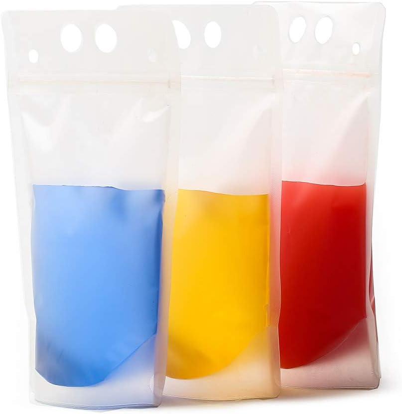 100 Drink Pouches Reusable Juice Smoothie Stand Up Zipper Bags with Straws  Kit