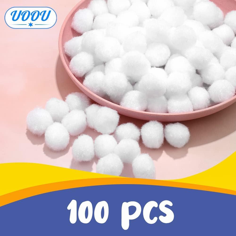 UOOU 100 Pcs White Pom Poms 1inch/2.5cm Solid Color Craft Pom Poms