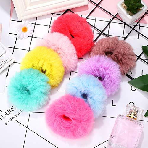 30 Pieces Faux Fur Hair Scrunchies Pompom Ball Elastic Hair Band Fluffy  Ponytail Holders Pom Hair Ties for Women Hair Accessories, 21 Colors