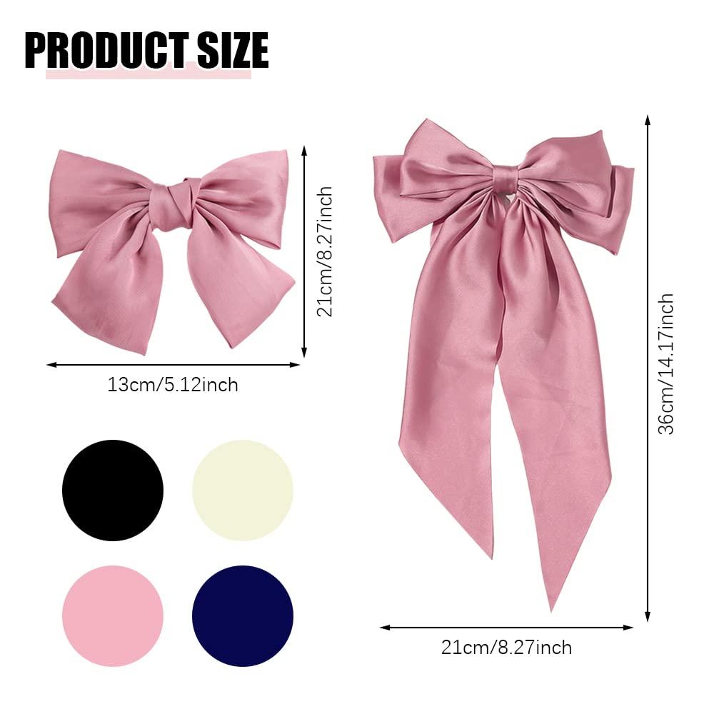 8Pcs Big Bow Hair Clips FHDUSRYO Solid Color Large Hair Bow Pins Bowknot  French Barrette with Long Silky Satin Ribbon Hair Slides Accessories for  Women Girls Lolita Party Mother's Day Gift
