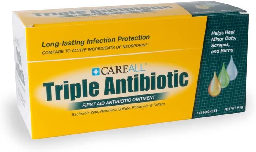 (144 Pack) CareALL® Triple Antibiotic Ointment 0.9gr Foil Packet, First