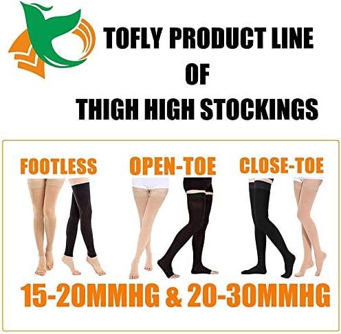 TOFLY Thigh High Compression Stockings Opaque 1 Pair Firm Support 20-30  mmHg Gradient Compression with Silicone Band Footless Compression Sleeves  Treatment Swelling Varicose Veins Edema. 3XL 20-30mmhg Beige