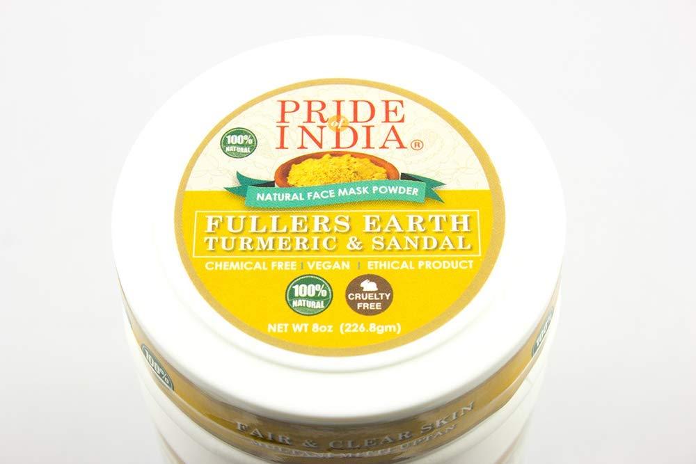 Pride Of India Fuller's Earth Indian Clay Healing Face Mask Powder w/Turmeric & Sandalwood