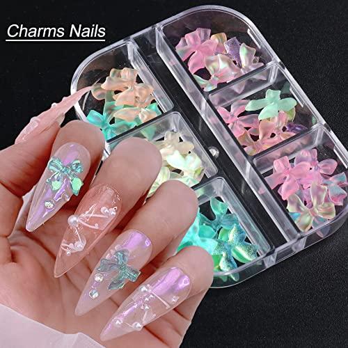 8Pcs 3D Fly Moving Butterfly Nail Art Decorations- Crystal Butterfly Shaped  Aurora Rhinestones in 8 Styles Nail Glitter Jelly Ornaments Nails Art