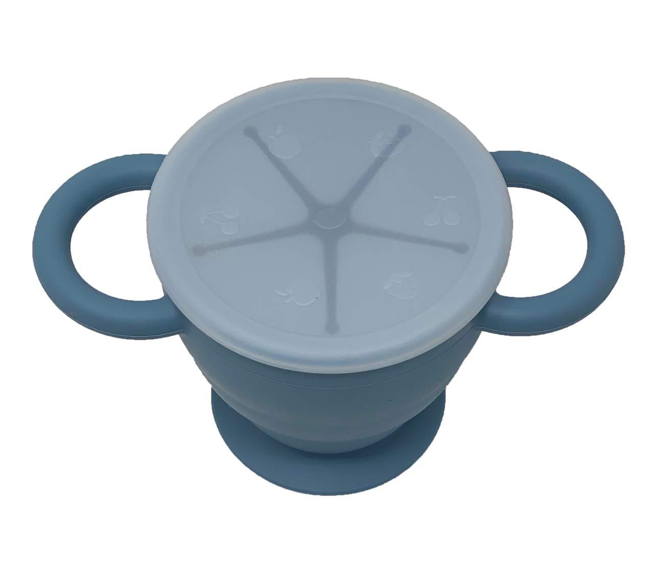BraveJusticeKidsCo Collapsible Silicone Snack Cup Blue Steel Snack