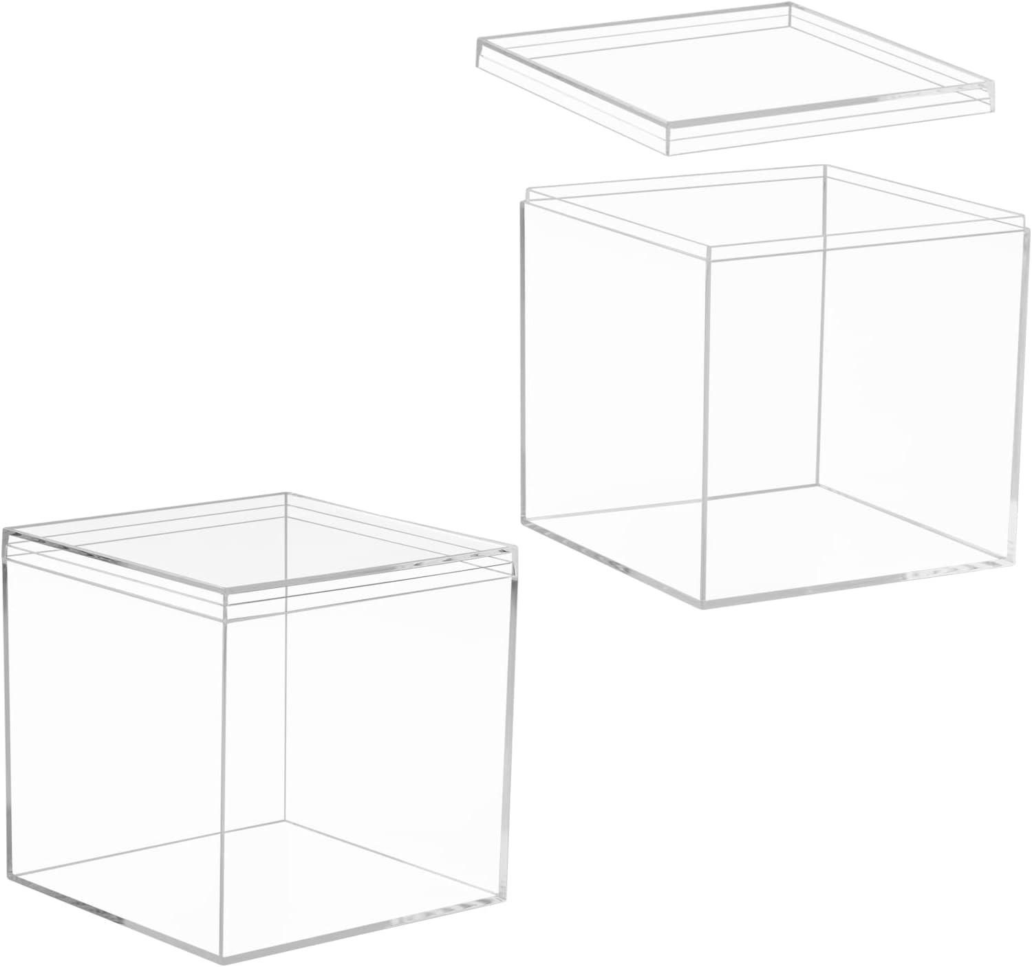 Clear Acrylic Square Cube Boxes Worasign Plastic Square Cube Containers