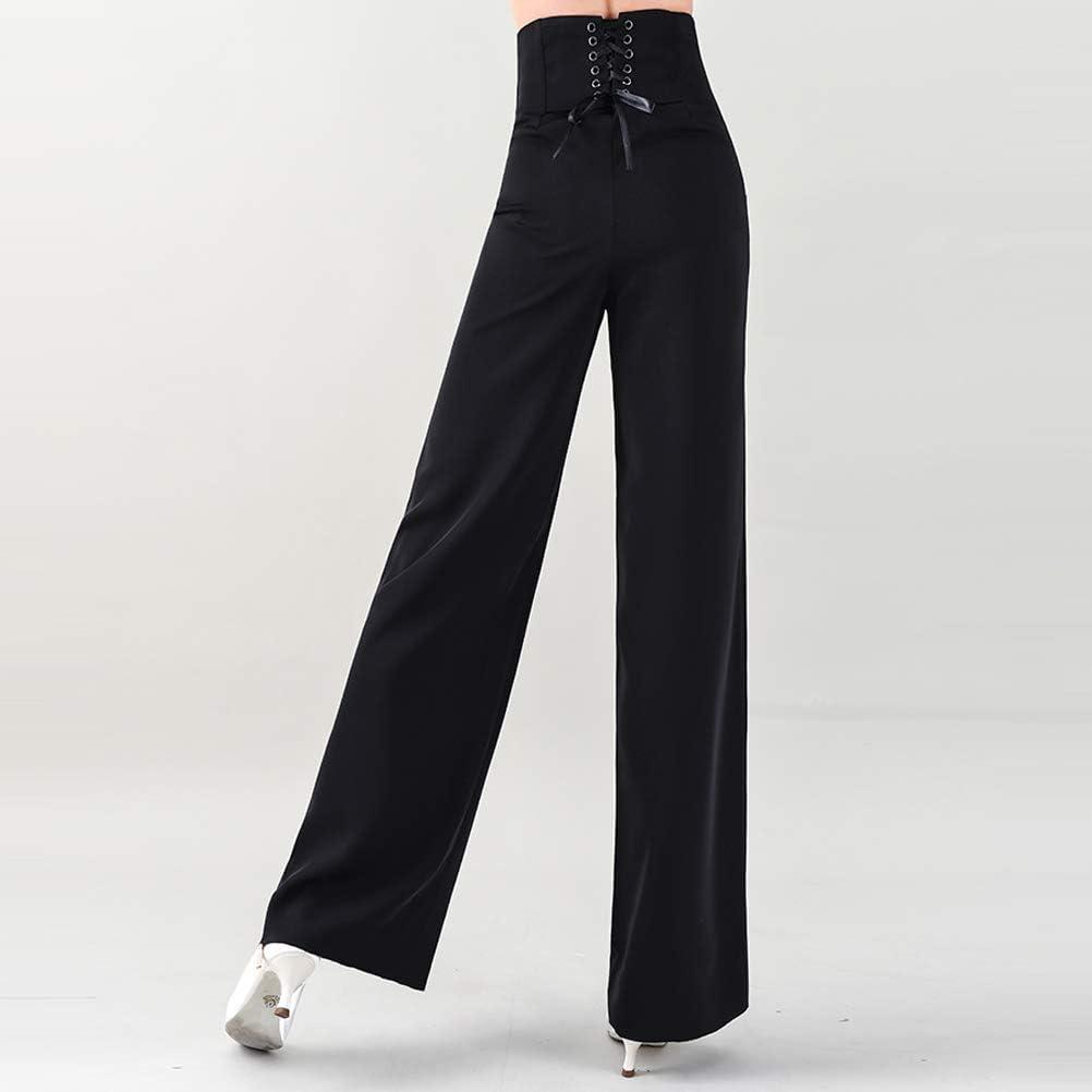 YILINFEIER Women's High Waisted Wide Leg Dance Pants Black Size 27