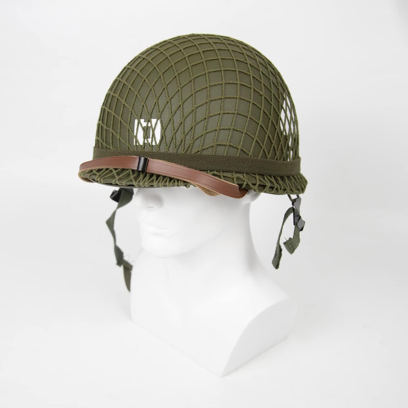 ANQIAO WWII US WW2 M1 Helmet with Chin Strap Steel with Decal Double