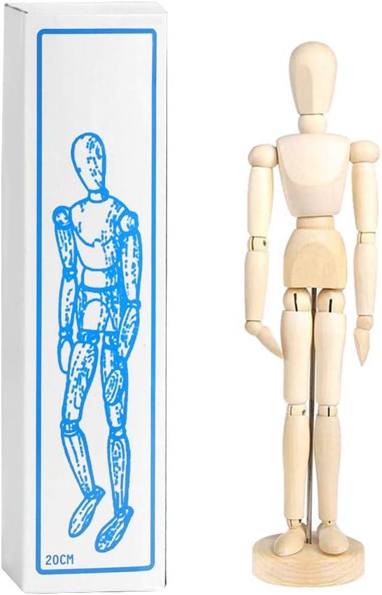 8 Inch Artists Wooden Manikin Flexible Body Joints Human Figure Puppet Toys  Model Wood Male Mannequin Doll Ornament Stand for Home Office Desk Decoration  Sketching Drawing Painting Supplies Gift 8 Inch Manikin