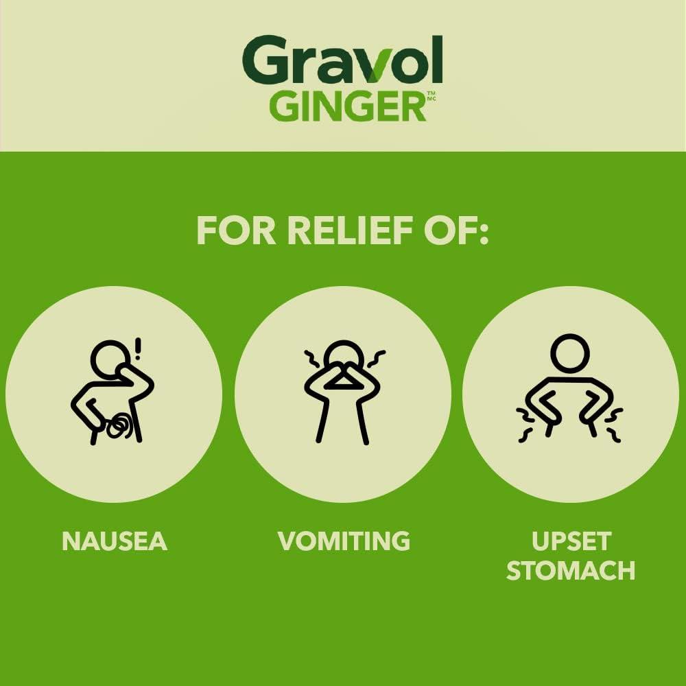 Gravol Ginger Tablets for Upset Stomach and Nausea 20ct