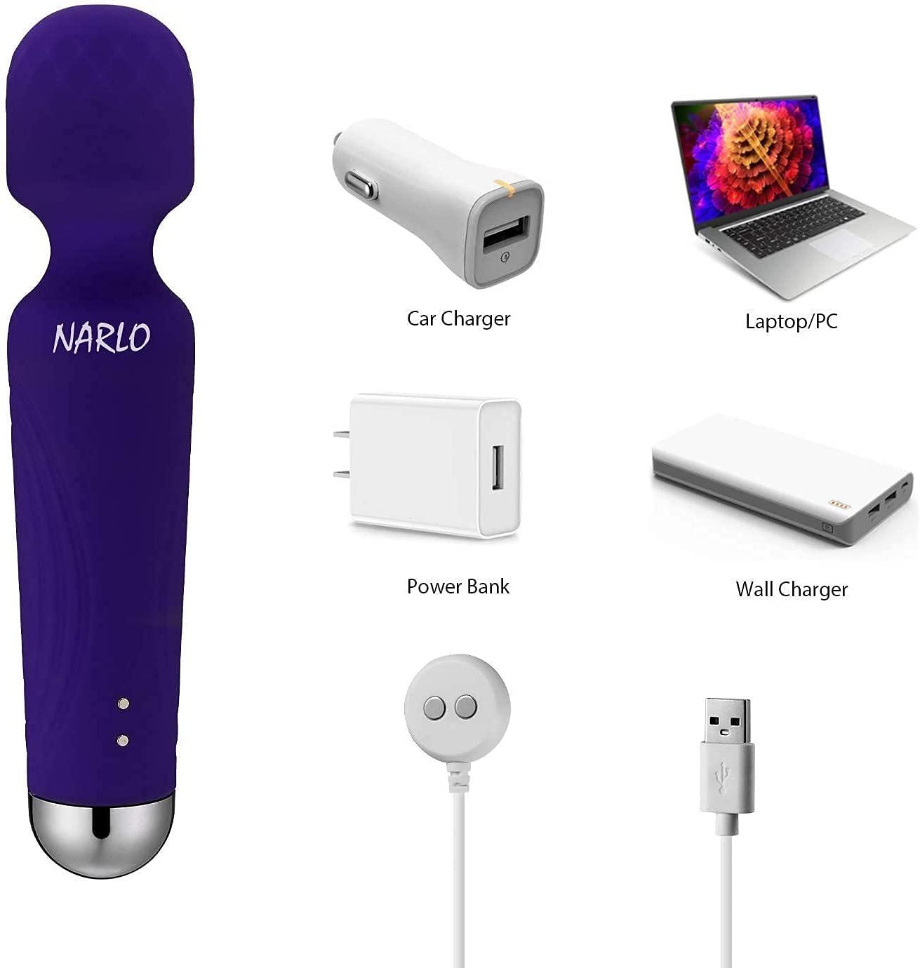 NARLO Upgraded Vibrate Wand Massager - 5 Patterns, 10 Speeds, Waterproof -  Luminous Purple | Buy Now with Express International Delivery | GoSupps.com