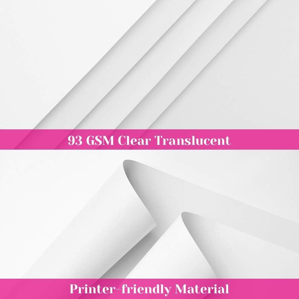 Vellum Paper, Cridoz 50 Sheets Vellum Transparent Paper 8.5 x 11 Inches  Translucent Clear Paper for Printing Sketching Tracing Drawing Animation