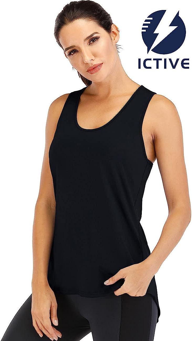 ICTIVE Yoga Tops for Women Loose fit Workout Tank Tops for Women Backless  Sleeveless Keyhole Open Back Muscle Tank Large Black