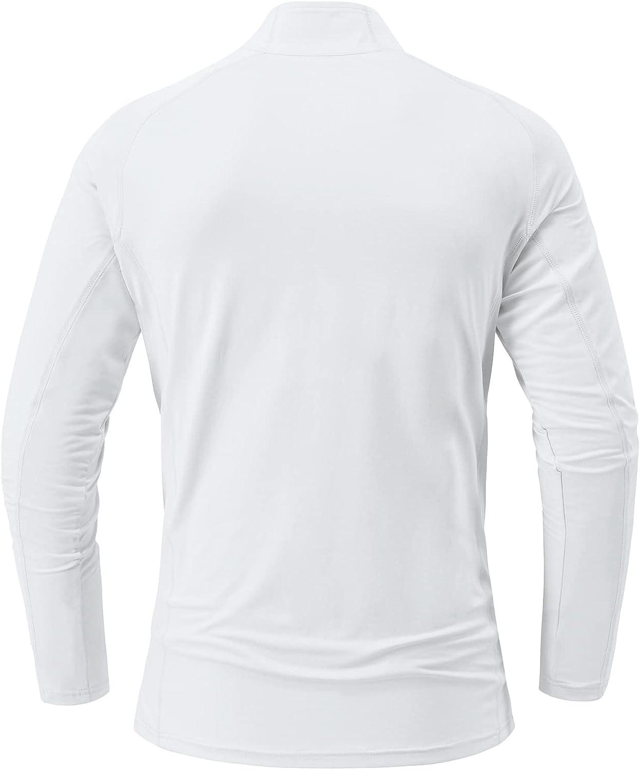 BGOWATU Men s Quarter Zip Pullover Long Sleeve Polo Shirts UPF 50