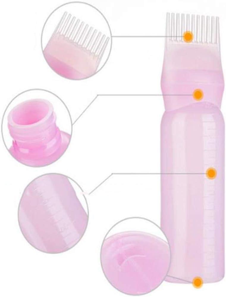 1111Fourone Pink Hair Dye Bottle Plastic Refillable Root Comb Applicator  Bottle Hair Styling Tool for Hair Coloring Dye and Scalp Treatment 
