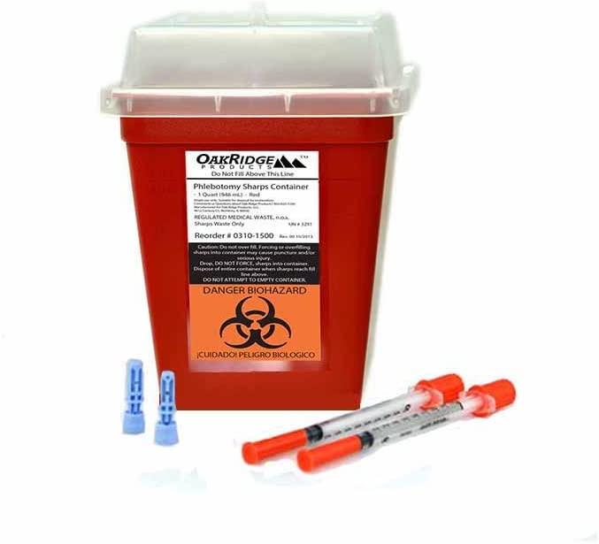 Oak Ridge 1 Qt. Phlebotomy Sharps Disposal Container w/ Slide Lid - 80/Cs -  Save at Tiger Medical, Inc