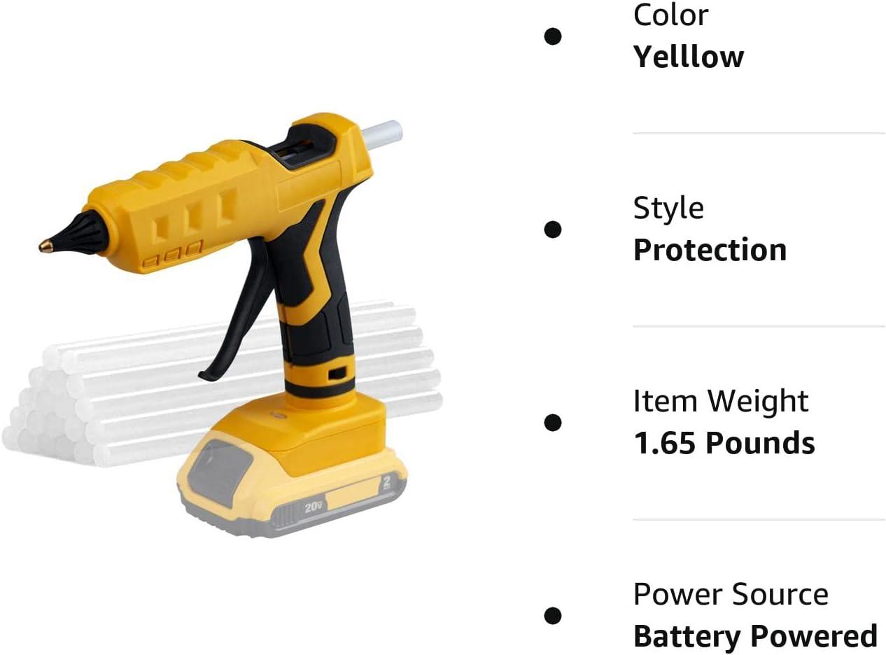 Mellif Cordless Hot Glue Gun for Dewalt 20V Max Battery Handheld Electric  Power Glue Gun Full Size for Arts & Crafts & DIY with 20 Glue Sticks  (Battery Not Included) Yelllow