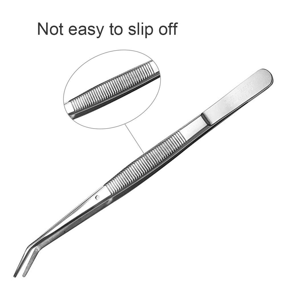 Stainless Steel Tweezers, with Curved Serrated Tip Multipurpose