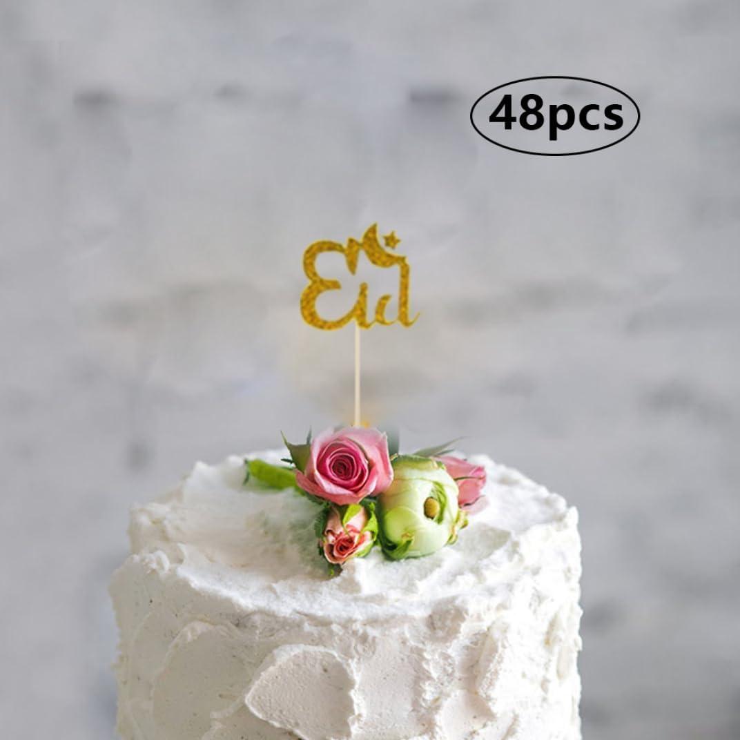 Eid Mubarak Cupcake-wrapper en topper, ramadan cupcake wrapper, taarttopper, papieren inzetstukken, cake, cupcakevormpjes voor moslimfeesten, decoraties