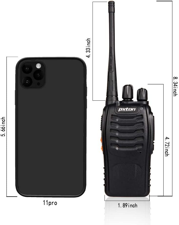 pxton Walkie Talkies Rechargeable Long Range Two-Way Radios with  Earpieces,2-Way Radios UHF Handheld Transceiver Walky Talky with Flashlight  Li-ion Battery and Charger(2 Pack)