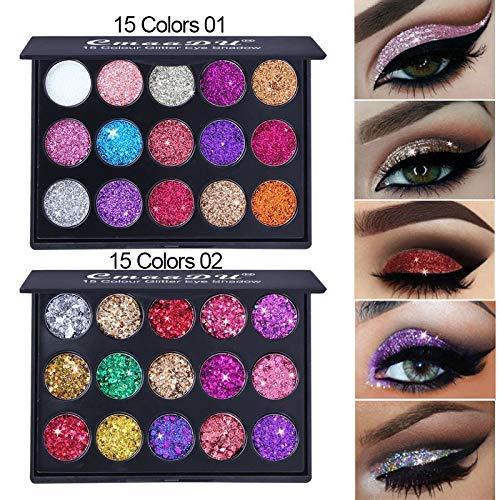 15 Colors Glitter Shimmery Sparkle Glittery Eyeshadow Makeup